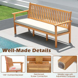 Tangkula Outdoor 3-Seat Wood Bench, 64 Inches Extra Long Acacia Chair w/Seat Cushion