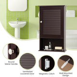 Tangkula Medicine Cabinet, Wall Mounted Bathroom Cabinet Single Door Wooden