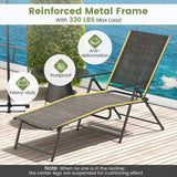 Tangkula Outdoor Lounge Chairs Set of 1/2, Patio Folding Chaise Recliner with 6-Level Backrest