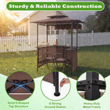 Tangkula 3 Piece Patio Bar Set Grill Gazebo & 2 Foldable Bar Stools