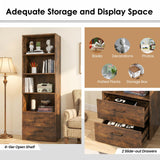 Tangkula 4 Shelf Bookcase with 2 Drawers
