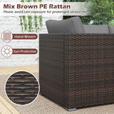 Tangkula 3 Pieces Patio Sectional Sofa Set with Soft Cushions