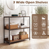 Tangkula 3-Tier Bookshelf with Wooden Shelves and Metal Frame