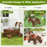Tangkula Wooden Wagon Planter Box for Patio