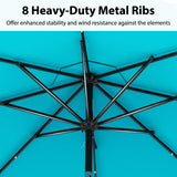 Tangkula 10FT Solar LED Patio Umbrella 2-Tiers Scalloped Outdoor Table Market Umbrella