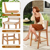 Tangkula Outdoor Woven Paper Rope Patio Teak Wood Armless Barstool