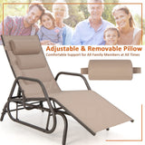Tangkula Outdoor Chaise Lounge Glider Chair with Armrests and Pillow
