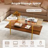 Tangkula 2-Tier Glass Coffee Table