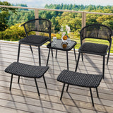 Tangkula Set of 2 Patio Ottomans, Multipurpose Rattan Ottomans w/Padded Quick Dry Foam & Heavy-Duty Metal Legs