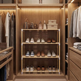 Tangkula 4-Tier Solid Wood Shoe Rack