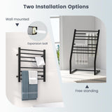 Tangkula 2-in-1 Towel Warmer Rack, 8 Bars Freestanding & Wall Mounted Towel Warmer Rack with LED Display, Built-in Timer