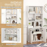 Tangkula 5 Tier Bookcase with 2-Door Cabinet