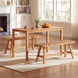 Tangkula Outdoor Acacia Wood Dining Table for 4-6