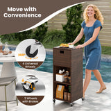 Tangkula Rattan Outdoor Storage Cabinet with 3 Shelves