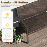Tangkula Wicker Outdoor Bench with Soft Sponge Seat