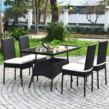 Tangkula 10 Pieces Wicker Patio Dining Set, Outdoor Rattan Table & Chairs Set with Padded Cushions
