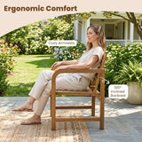 Tangkula Teak Wood Patio Dining Chair