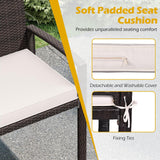 Tangkula Outdoor Rattan Bench 2-Person Patio Loveseat