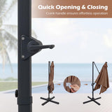 Tangkula 10ft Offset Cantilever Outdoor Umbrella 32 LED Lights