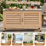 Tangkula Wood Outdoor Storage Cabinet with Stainless Steel Countertop | Fir Wood Frame