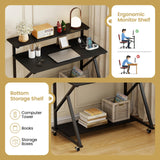 Tangkula 39.5" Mobile Computer Desk with Power Outlets for Home Office Bedroom