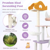 Tangkula Tall Cat Tree, 66 Inch Multi-level Modern Cat Tower with Cat Condo, Sisal Scratching Posts