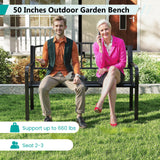 Tangkula Metal Outdoor Park Bench 50 Inches Patio Garden Bench