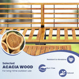 Tangkula 6 Piece Patio Conversation Sofa Set, Acacia Wood Chair Set with Ottomans & Coffee Table