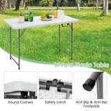Tangkula 4 ft Folding Table, Portable Picnic Table with 3 Adjustable Height