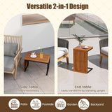 Tangkual 2-in-1 Patio Acacia Wood Side Table for Backyard (1/2)