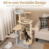 Tangkula Modern Cat Tree, 44 Inch Multi-Level Cat Tower with Removable Padded Top Perch