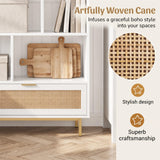 Tangkula Freestanding 6-Tier Wooden Bookshelf with Rattan Drawer