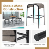 Tangkula Outdoor Bar Stools Set of 2/4, 30" Bar Height Bistro Stools with Breathable Fabric Seat & Heavy-Duty Metal Frame