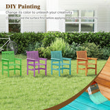 Tangkula Outdoor Wooden Dining Chairs with Inclined Backrests and Slatted Seats