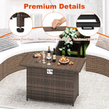 Tangkula 44.5 Inch Propane Fire Pit Table with Metal Slatted Tabletop & Stainless Steel Burner