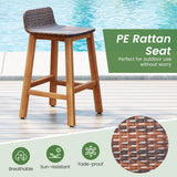 Tangkula Solid Acacia Wood Bar Stools Set of 2/4