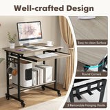 Tangkula Rolling Computer Desk Cart with Keyboard Tray