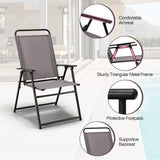 Tangkula Patio Folding Dining Chairs Set of 2, Space-Saving Outdoor Sling Chairs with Armrest & Backrest