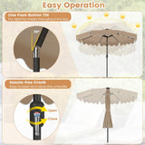 Tangkula 9/10 FT Solar Patio Umbrella with 104/112 Color-Changing Flowing LED Lights