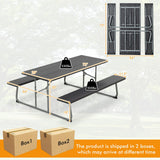 Tangkula 6 Ft Folding Picnic Table, Outdoor Picnic Table with 2 Built-in Benches, Umbrella Hole