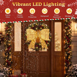 Tangkula 27" x 30" Lighted Christmas Golden Bow Decoration, 3D Pre-lit Bows