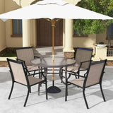 Tangkula Patio Dining Chairs Set of 2, Large Outdoor Chairs with Breathable Seat & Metal Frame