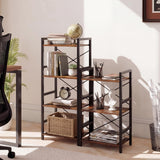 Tangkula 16.5" Width Wooden Open 3-Tier Industrial Bookshelf (1/2)