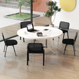 Guest Reception Chairs Set of 5, Stackable Meeting Room Chairs w/Mesh Backrest & Upholstered Seat
