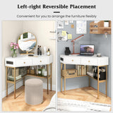 Tangkula Corner Desk with 2 Drawers & Built-in Charging Station, 90 Degrees Triangle Corner Computer Desk