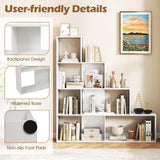 Tangkula 10 Shelves Bookshelf, L Shaped Freestanding Ladder Corner Bookshelf