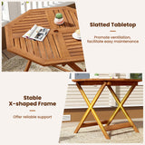 Tangkula Wood Patio Dining Table with 1.97" Umbrella Hole