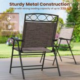 Tangkula Portable Folding Outdoor Dining Chairs with Armrests and Metal Frame
