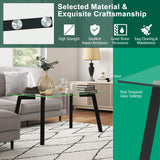 Tangkula Tempered Glass Coffee Table, Modern Cocktail Table, Clear Tea Table for Living Room Reception Office