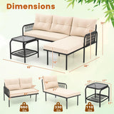 Tangkula 3 Piece L Shaped Patio Furniture Set, Outdoor Wicker Rattan Furniture Set with Thick Cushions